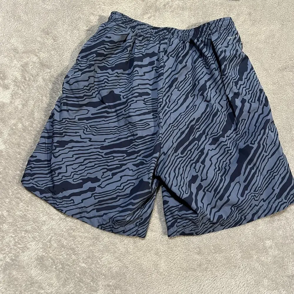 Nike Dri-Fit Challenger Running Shorts Mens Medium Blue Camo Pattern Lined